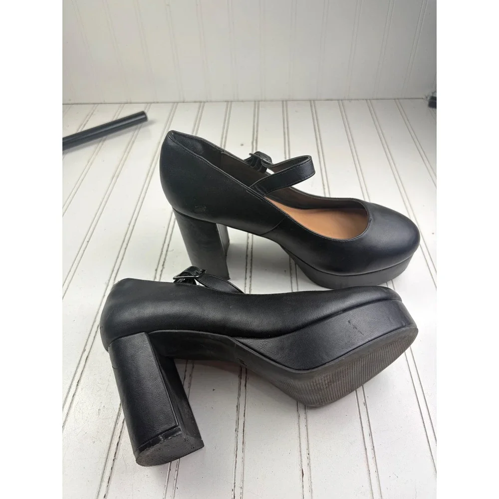 Lane Bryant Vintage Y2K Black Platform Mary Jane Chunky Heels Women's Size 8.5